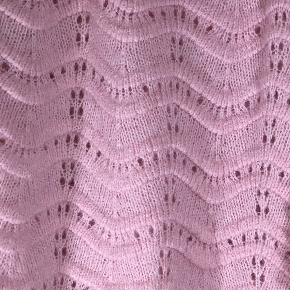 NWT FRNCH S/M Sweater Light Pink Turtleneck Oversized Open Knit Balloon Sleeve - Picture 7 of 8